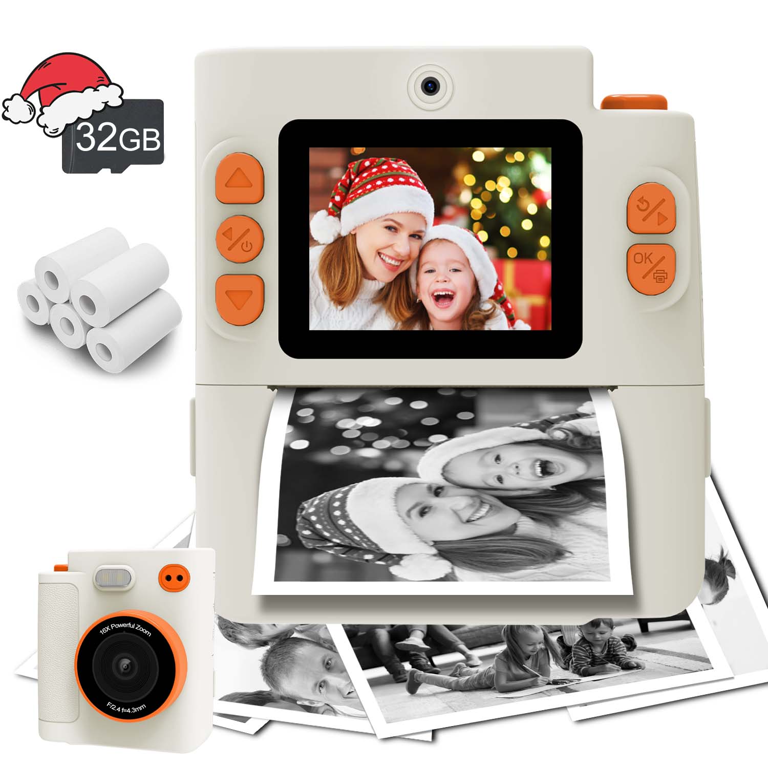 Câmera Portátil Com Câmeras Duplas HD 1080P , Molduras Divertidas De Vídeo , Adesivos , Impressão Instantânea , De Brinq