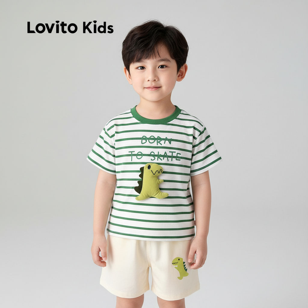 Lovito Conjuntos Infantis Casuais Com Textura Macia Shorts Para Todas As Estações Menino LNL106050 em Oferta na Shopee