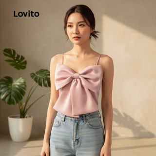Lovito Refine Top Casual Feminino com Laço Rosa para Primavera Verão L165ED1449 em Oferta na Shopee
