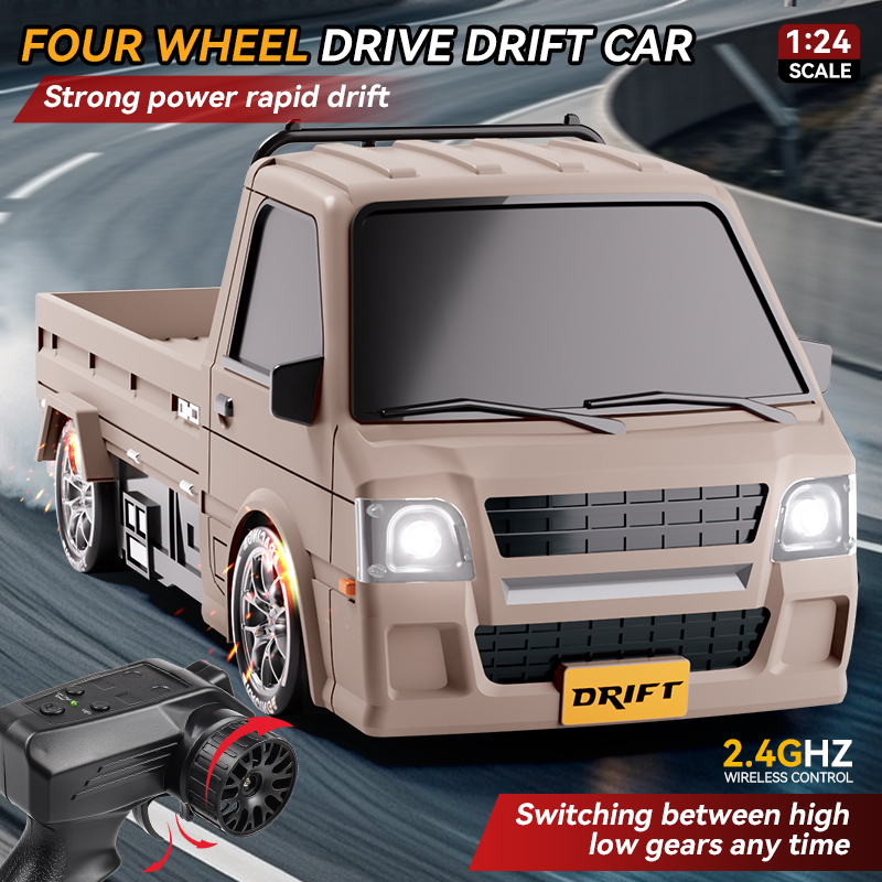 RC Drift 4WD Caminhão 124 Dual Speed Pneus Substituíveis Luzes LED Controle Remoto 2.4G Recarregável Brinquedo de Carro