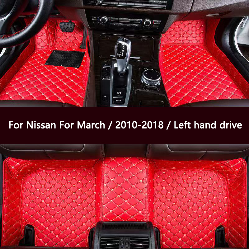 Nissan March 2010-2018 LHD Conjunto Completo De Tapetes De Carro De Couro PU Premium Universal Durável Interior Automoti