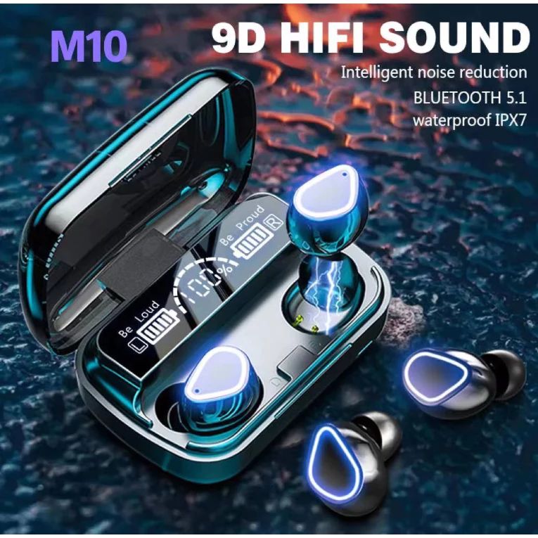Fones de ouvido sem fio M10 TWS, fones de ouvido Bluetooth esportivos HIFI para jogos, fone estéreo 9D com microfone