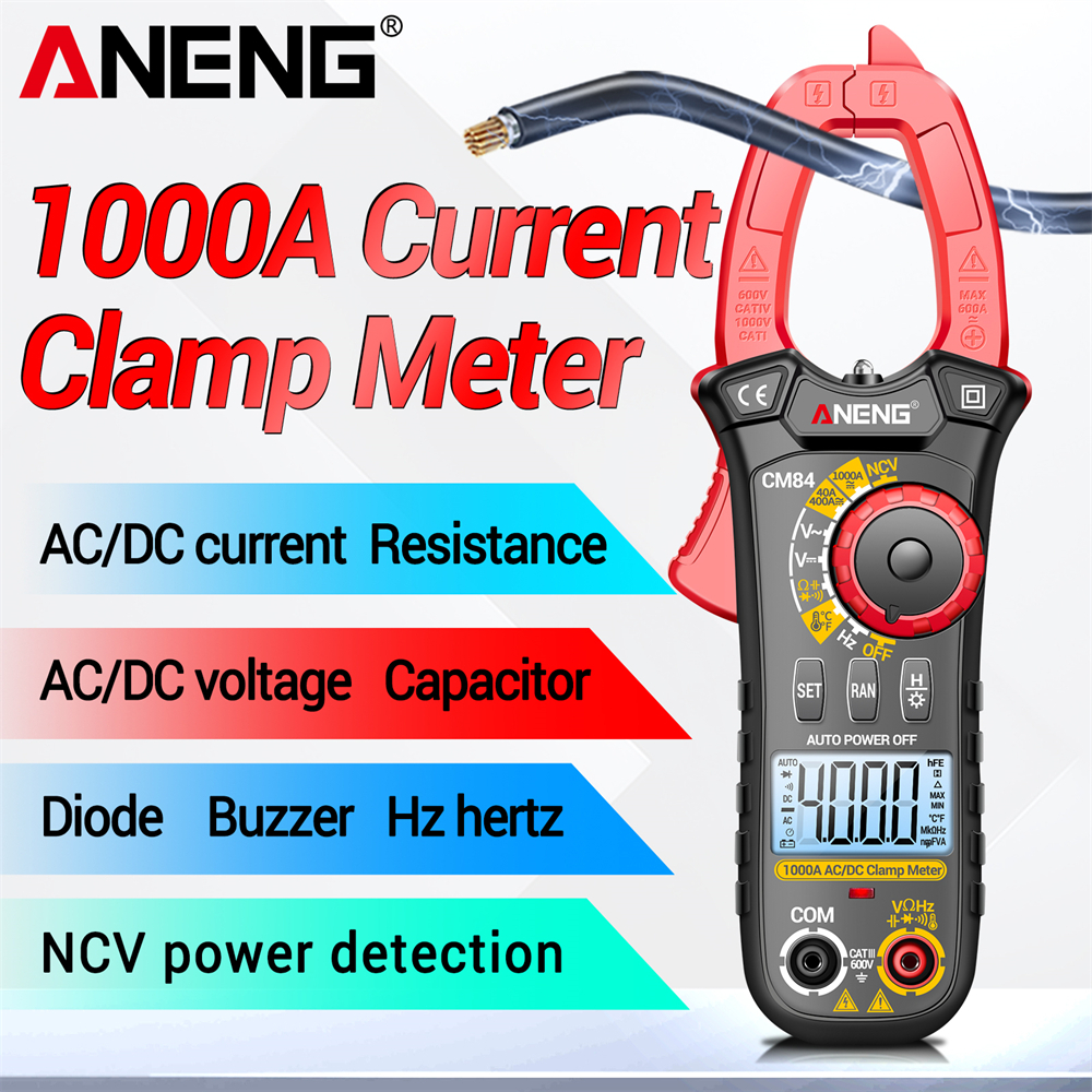ANENG CM84 4000 Conta Medidor de Braçadeira NCV Corrente AC/DC Tensão Multímetro Ohm Teste de Continuidade Ferramenta