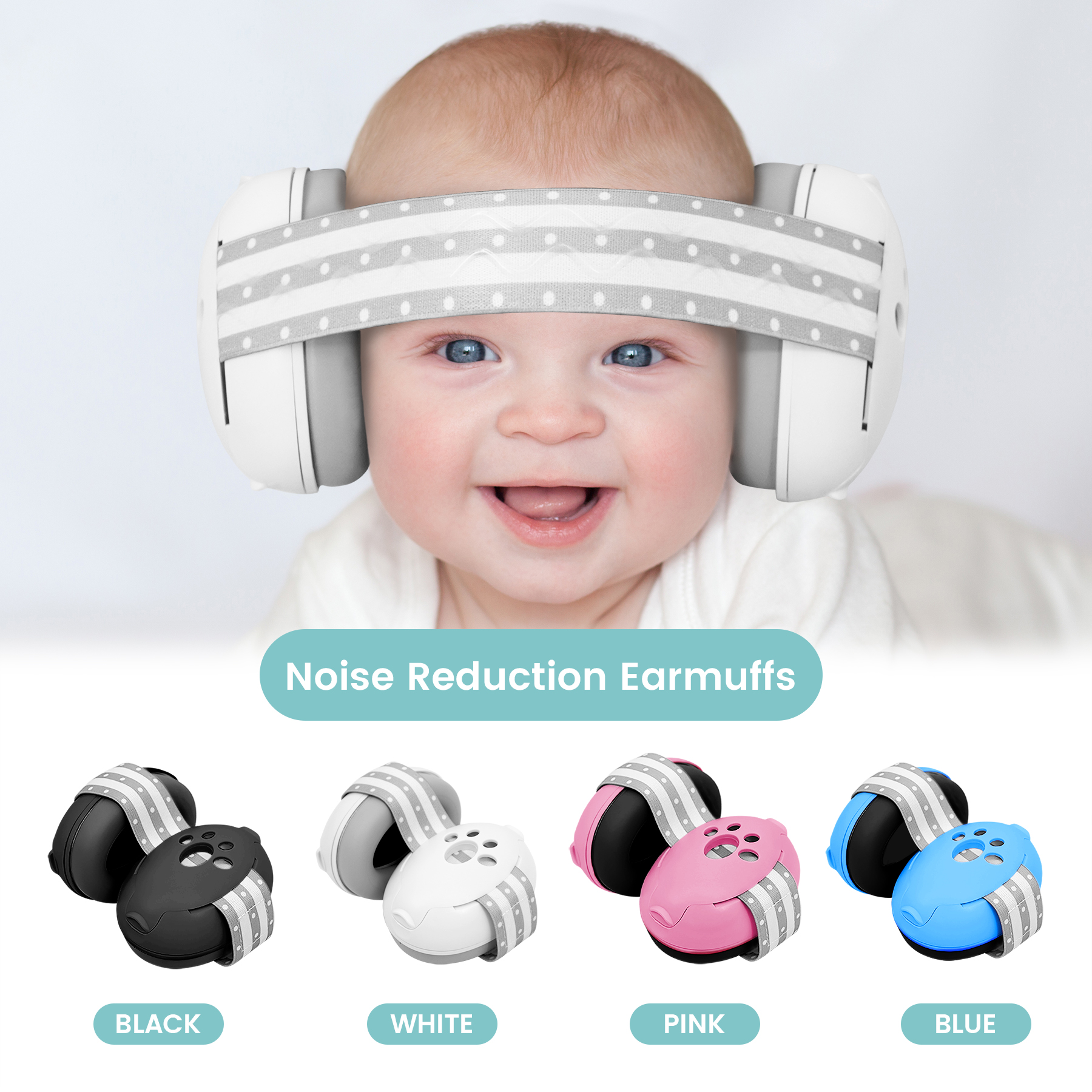  Protetores Auriculares para Crianças, Protetores de Ouvido com Faixa Ajustável para Segurança de Bebês e Crianças