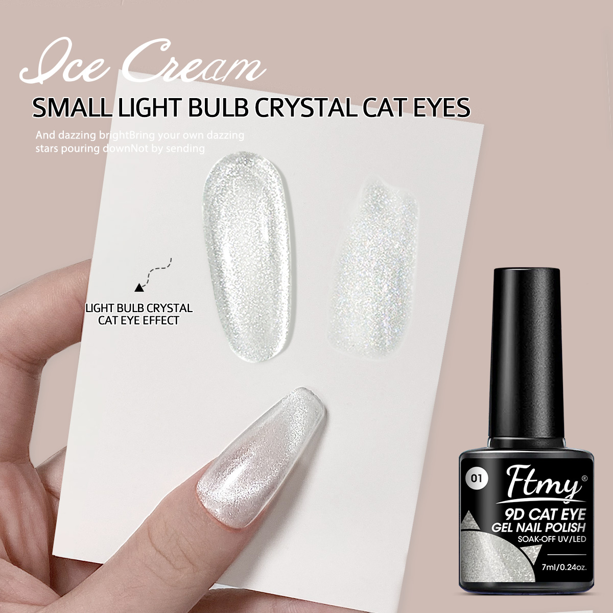 Esmalte de olho de gato em gel para unhas, 7 ml. Efeito olho de gato, brilho duradouro, fórmula suave, ideal para criar