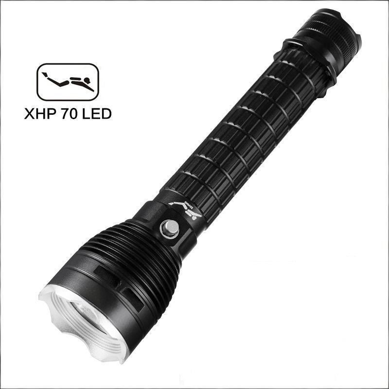 Lanterna de mergulho à prova d'água subaquática DV63 XHP70 LED 7000 lúmens holofote para acampar