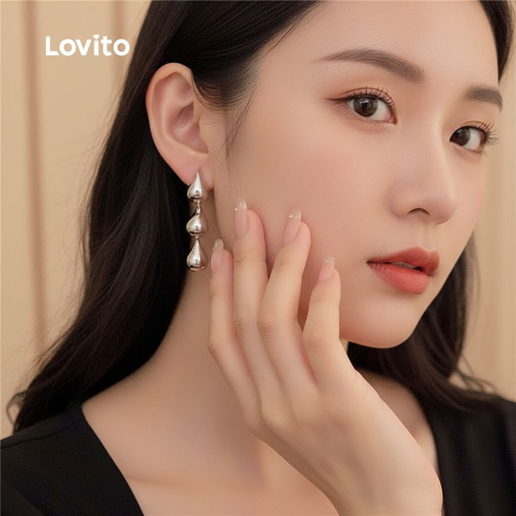 Lovito Par de Brincos Simples e Casuais LFA105121 em Oferta na Shopee