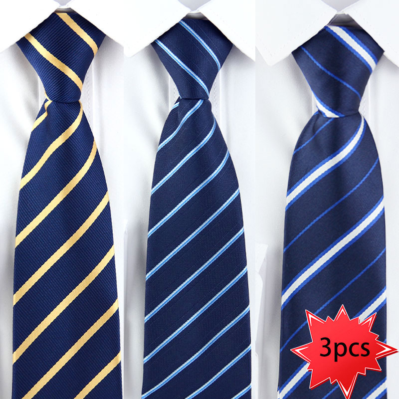 3 Peças Gravata Masculina Listrada Zíper Formal 8 Cm Entrevista De Negócios Festa De Casamento Escritório
