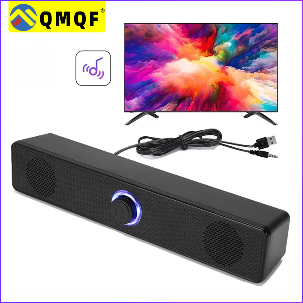 PC Soundbar Alto-Falante Com Fio USB Subwoofer De Graves Pesados Boom Box Surround Para TV Laptop Home