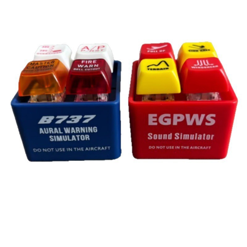 EGPWS Aviso Som Botão Chaveiro Brinquedo Piloto Tripulação De Alerta Com Luz LED Aviação Alívio Do Estresse Presente Par