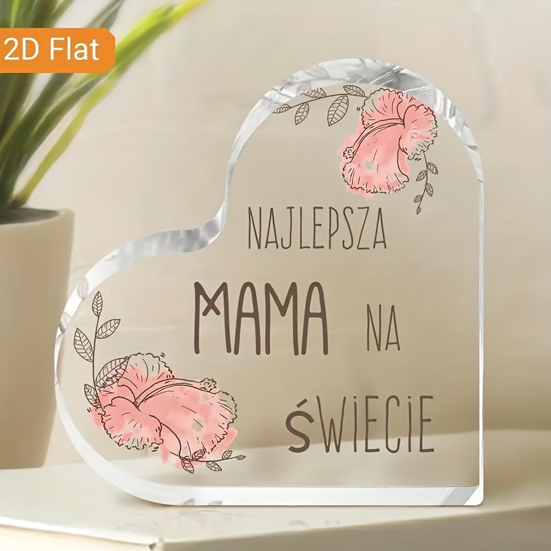 Melhor Mãe Do Mundo Coração Placa Acrílica Presente Dia Das Mães Para A Da Filha Filho Floral Mesa Decoração Lembrança