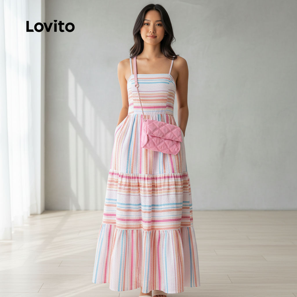 Lovito Vestido Boho de Resort Feminino para Primavera/Verão LK2LD404 em Oferta na Shopee