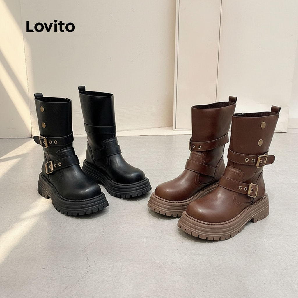 Lovito Botas Femininas Maillard Estilosas LFA103176 em Oferta na Shopee