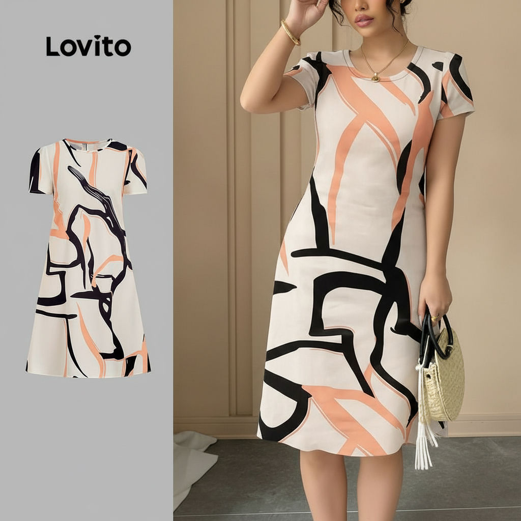 Lovito Refine Vestido Crepe Básico Feminino Primavera Verão LBL32082 em Oferta na Shopee