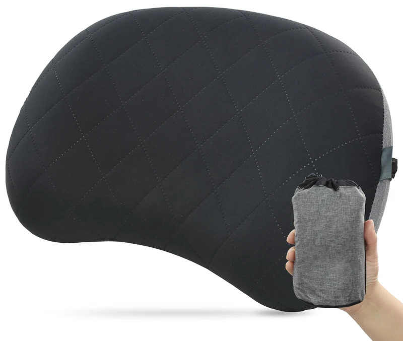 Almofada de Acampamento Ultraleve Inflável com Capa Lavável, Almofada de Ar Portátil para Acampamento ao Ar Livre,