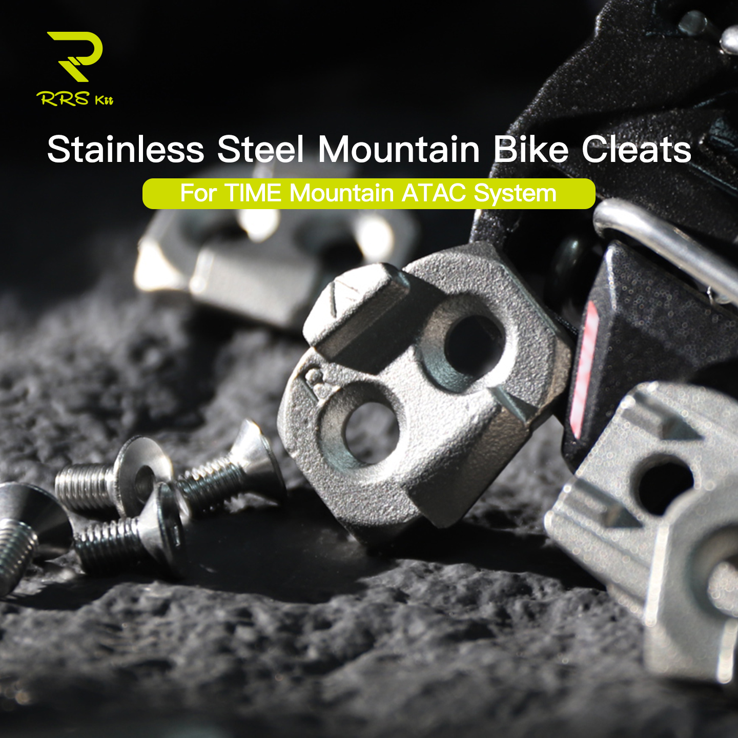 RRSkit Sapatilhas para Bicicleta de Montanha para Sistema TIME Mountain ATAC em Aço Inoxidável para Bicicleta de