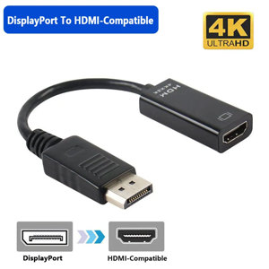 Adaptador DP para HDMI 4K Conversor de vídeo para PC, desktop, laptop, TV, monitor, projetor, profissional