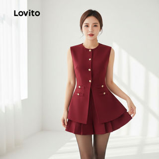 Lovito Conjunto Casual Blusa Ou Calça Plissada Festa Natal Feminina Burgundy L165ED584 em Oferta na Shopee