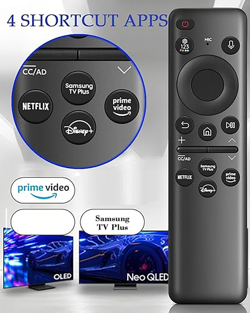 Controle de voz Bluetooth inteligente para SAMSUNG, modelo universal BU8000 CU8000 DU8000, com função de microfone, sem