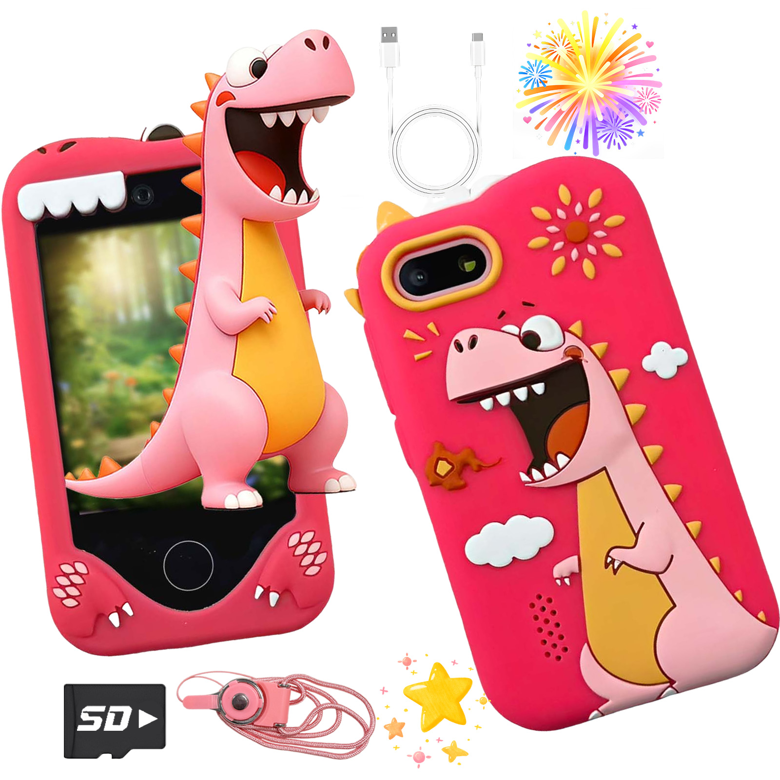 Smartphone Infantil Compacto Dispositivo de Brincadeira Tela HD de 2,8 Polegadas Câmeras Duplas Captura de Vídeos