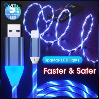 Cabo De Carregamento Rápido 3A 1 m LED Brilho Luminoso Fluindo USB Colorido Streamer Dado…
