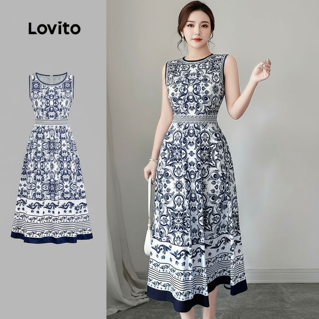 Lovito Refine Vestido Feminino Boho Estampado Floral para Primavera Verão L158ED1604 em Oferta na Shopee