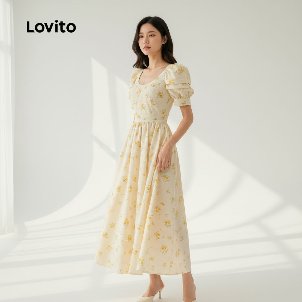 Lovito Vestido Elegante Boho Amarelo Para Festas Primavera Verão Feminino L157ED117 em Oferta na Shopee