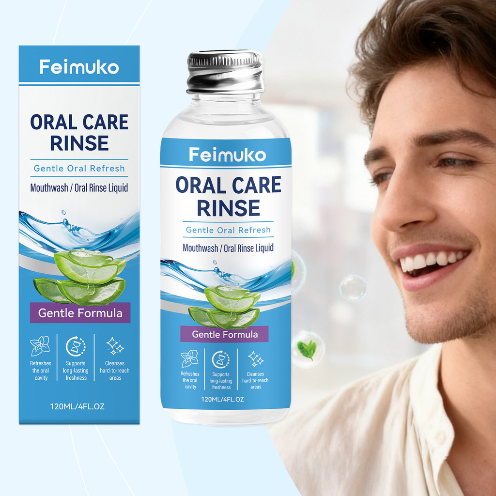 Enxaguante Bucal Fresh Breath 120ml – Cuidado Oral Suave e Confortável com Hortelã-Pimenta & Aloe Vera – Aroma Limpo e
