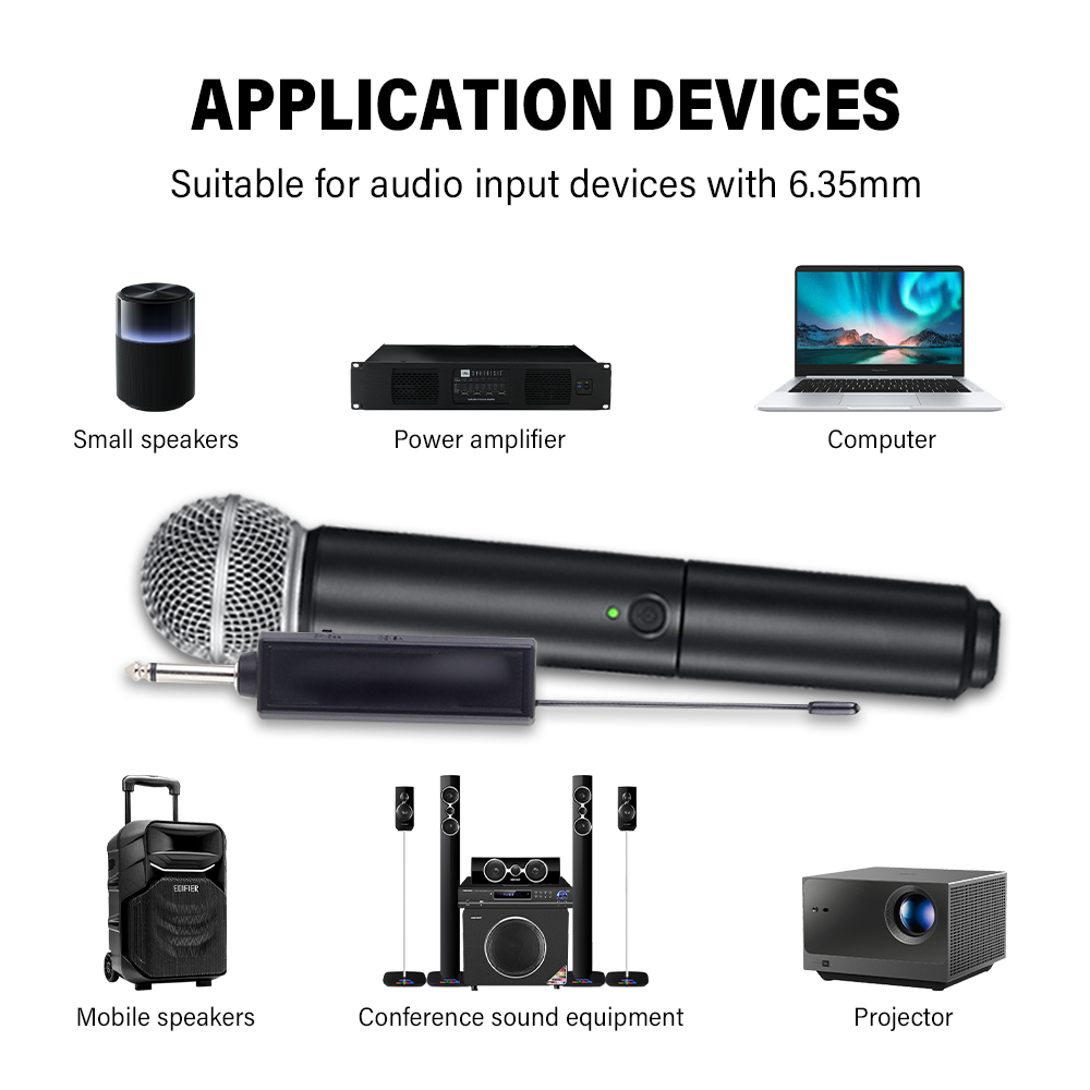 BOMGE Sistema de Microfone de Mão Sem Fio PG58, Microfone Dinâmico com Bateria Recarregável, Microfone Profissional HiFi