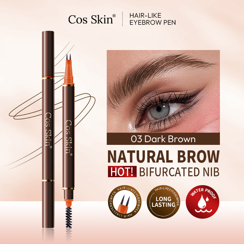 Cos Caneta para Sobrancelha de Duas Pontas com Escova de Sobrancelha à Prova d'Água, Antitranspirante, Efeito Natural,
