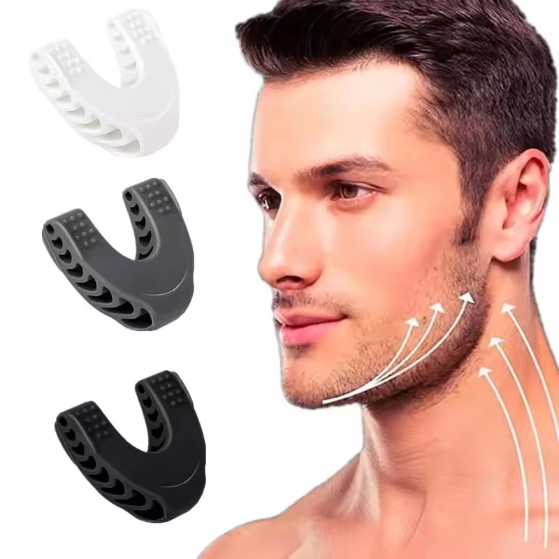 Três Peças U Forma de Exercitador Mandíbula Facial Pop N Go Boca Jawline Fitness Facial Músculo Mastigar Bola Disjuntor