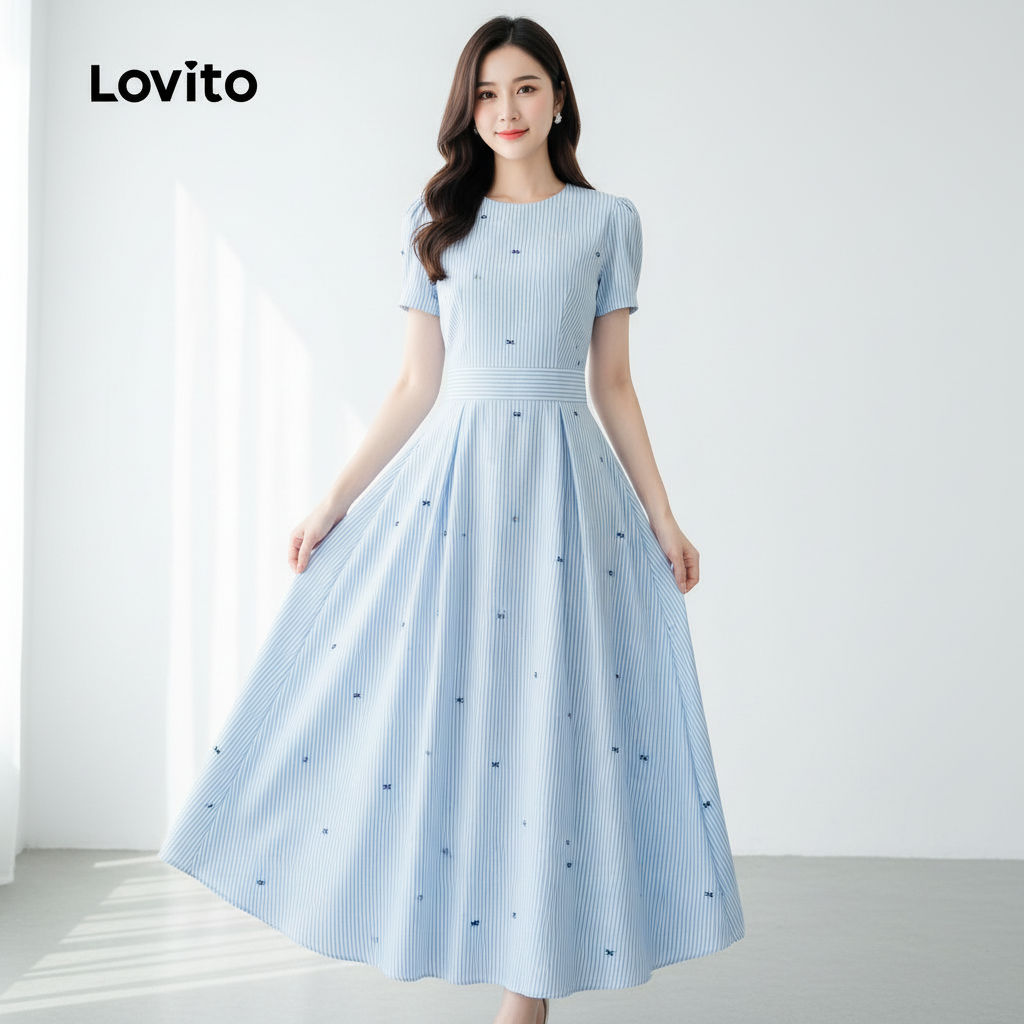 Lovito Vestido Feminino Casual para Primavera Verão LK2ED781 em Oferta na Shopee