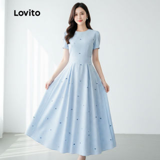 Lovito Vestido Feminino Casual para Primavera Verão LK2ED781 em Oferta na Shopee