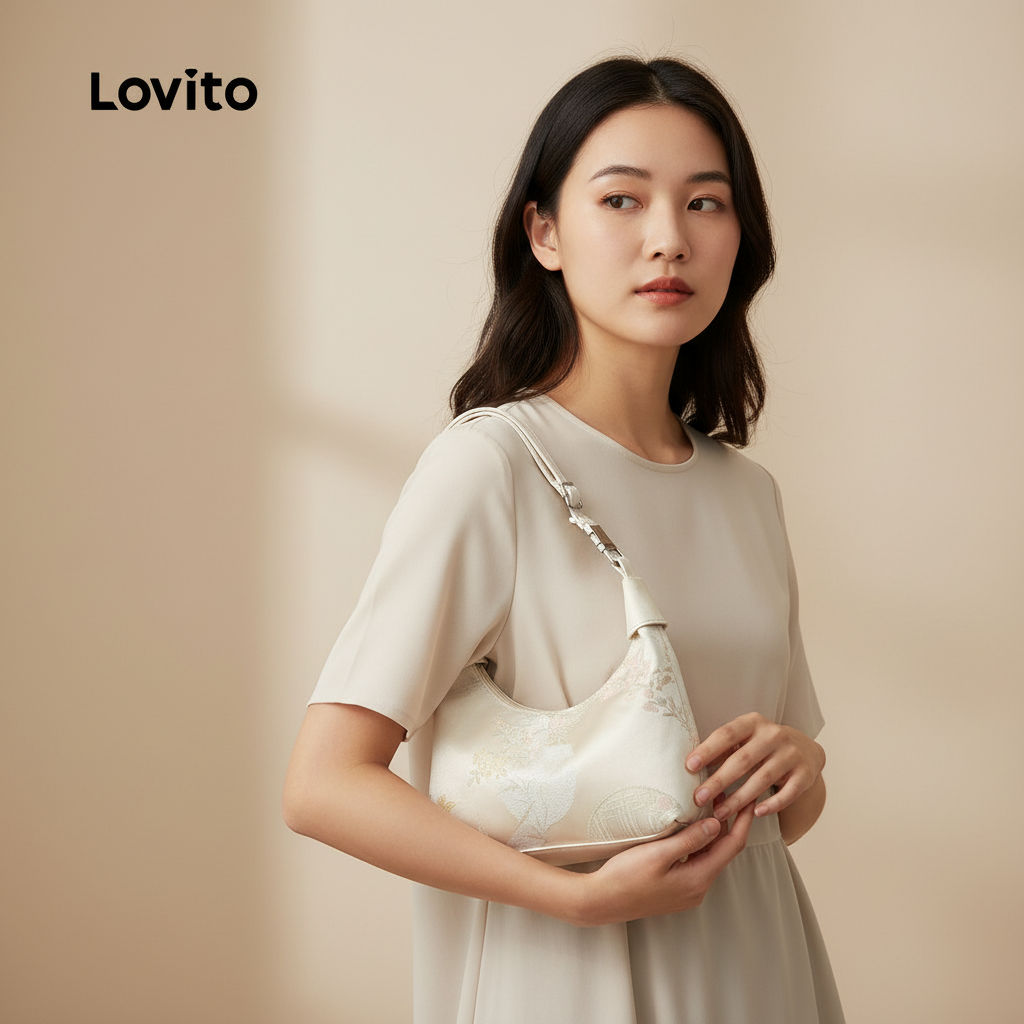 Lovito Refine Franja Delicada Bordada em Cetim Estilo Chinês Bolsa de Ombro Pequena para Mulheres LFA48346 em Oferta na Shopee