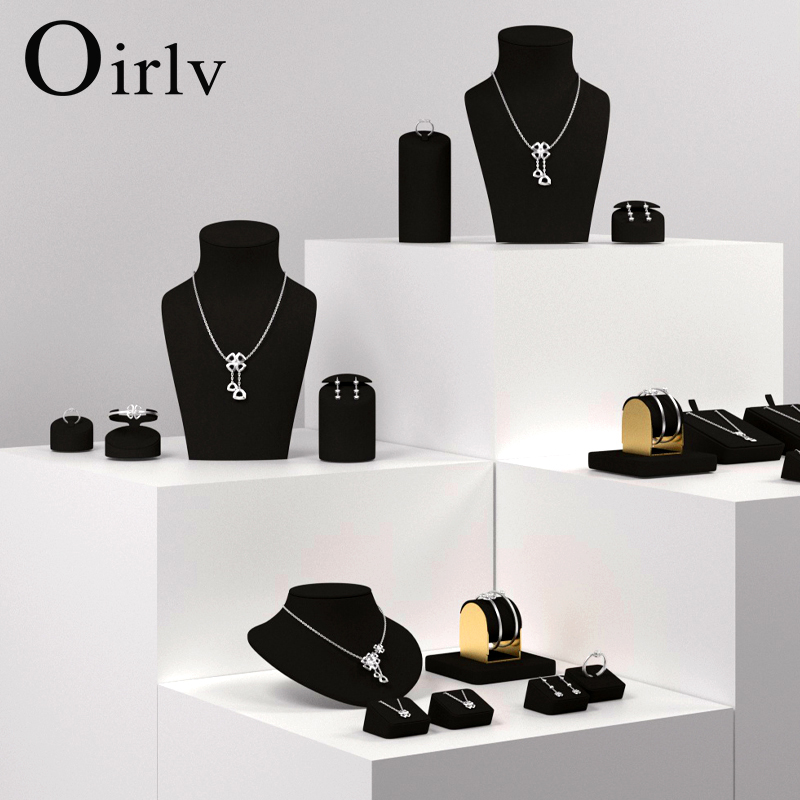 Oirlv Microfiber Suporte Expositor de Joias para Vitrine de Balcão – Busto para Colares, Brincos e Anéis, Modelo TT154