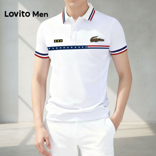 Lovito Camisa Polo Masculina Casual com Botão Branca para Primavera/Verão LNE127017 em Oferta na Shopee