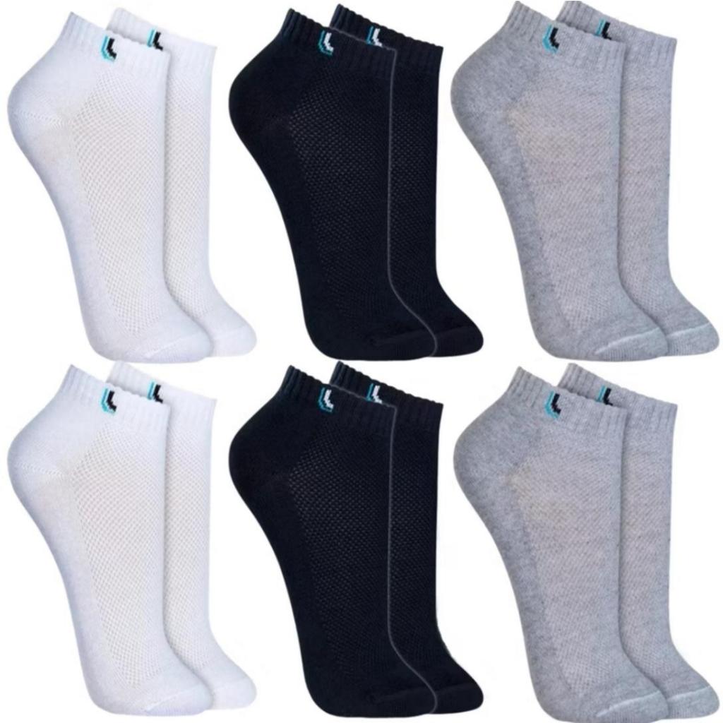 Pacote Com 6 Meias Unissex De Algodão Para Tornozelo | Sem Costura , Do Treino Trabalhar Em Preto , Branco E Cinza em Oferta na Shopee