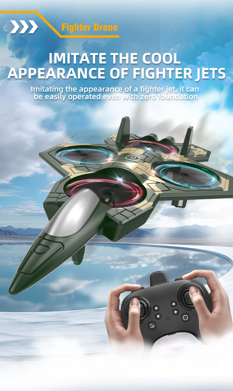 Avião de Combate RC de Altura Fixa Iniciante Amigável, Direção 4 Vias, Manobra de Rolagem 360°, Resistente a Impactos,