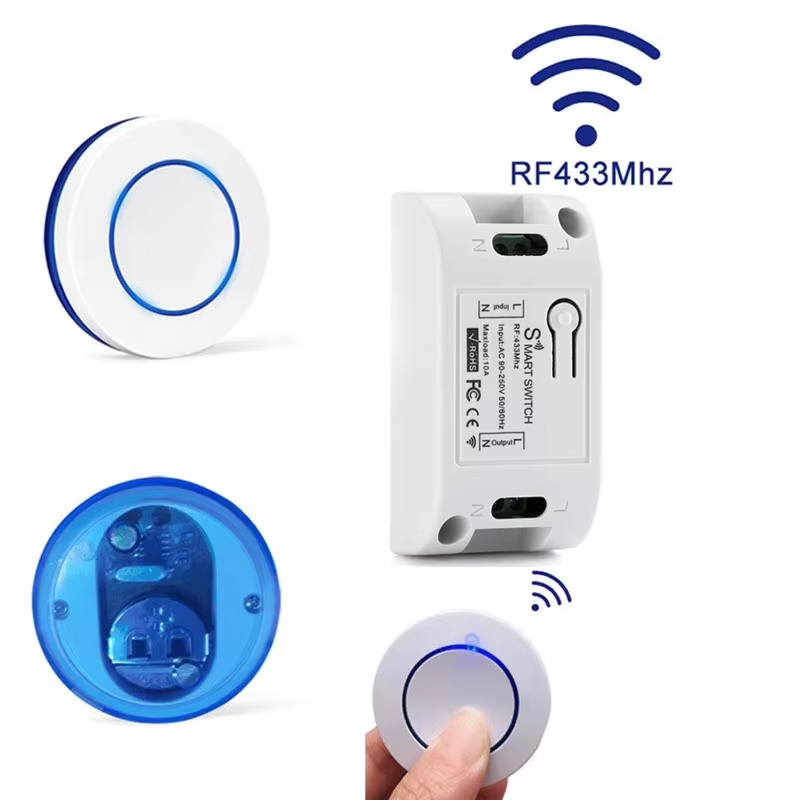 Interruptor Inteligente de Luz 433Mhz, Interruptor de Botão de Pressão com LED, Controle Remoto Sem Fio Universal, AC
