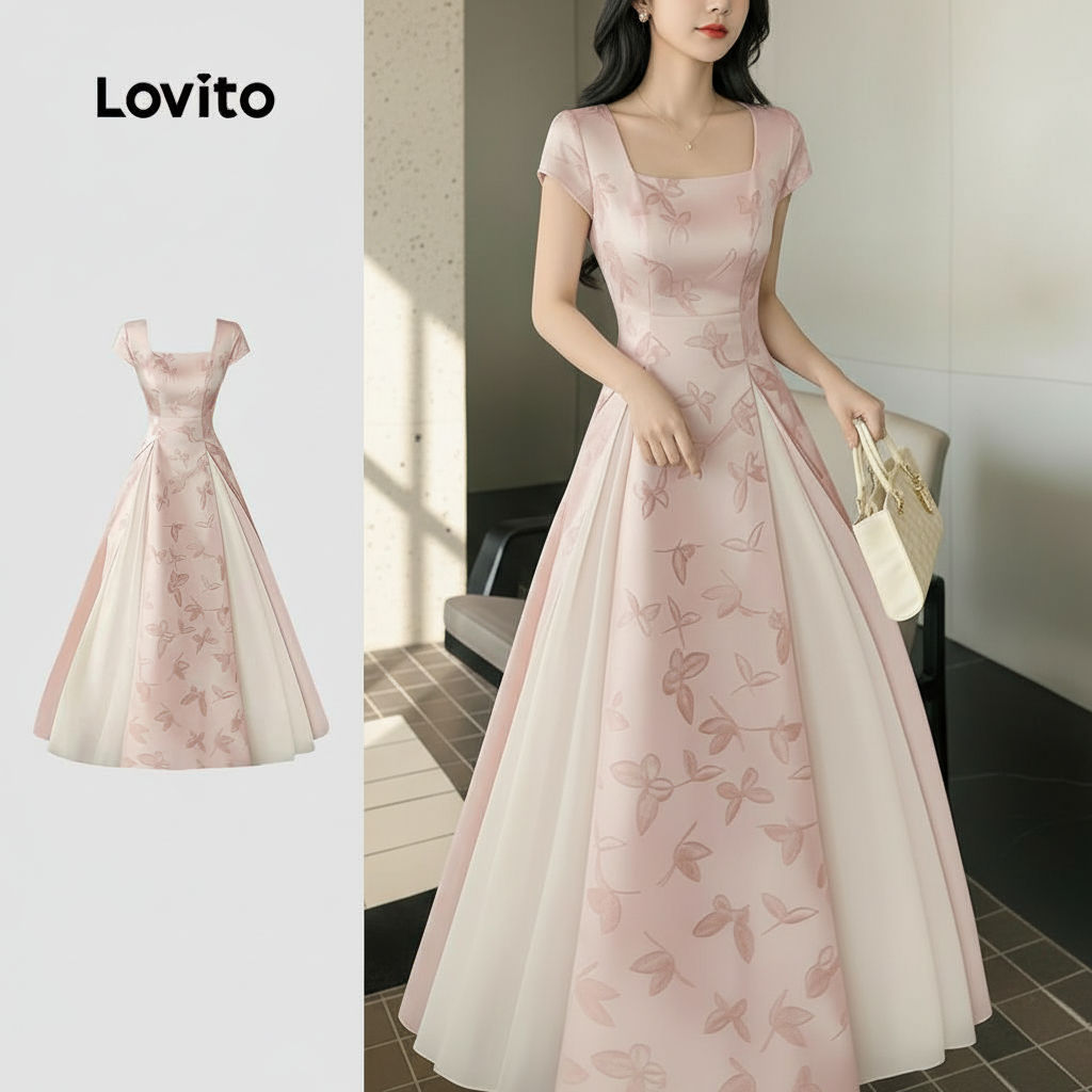 Lovito Vestido Boho Colorido Primavera Verão Rosa Feminino LK2ED163 em Oferta na Shopee