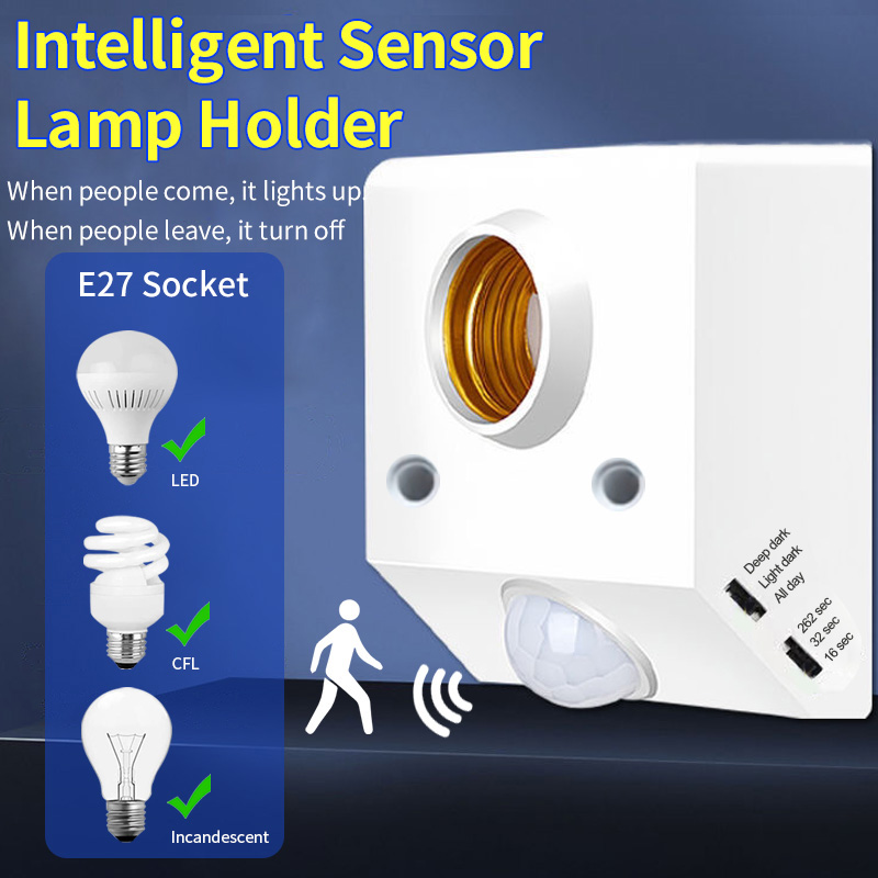 Smart 85V-265V 100W PIR Sensor de Movimento por Infravermelho E27 Suporte de Lâmpada LED Base com Interruptor de