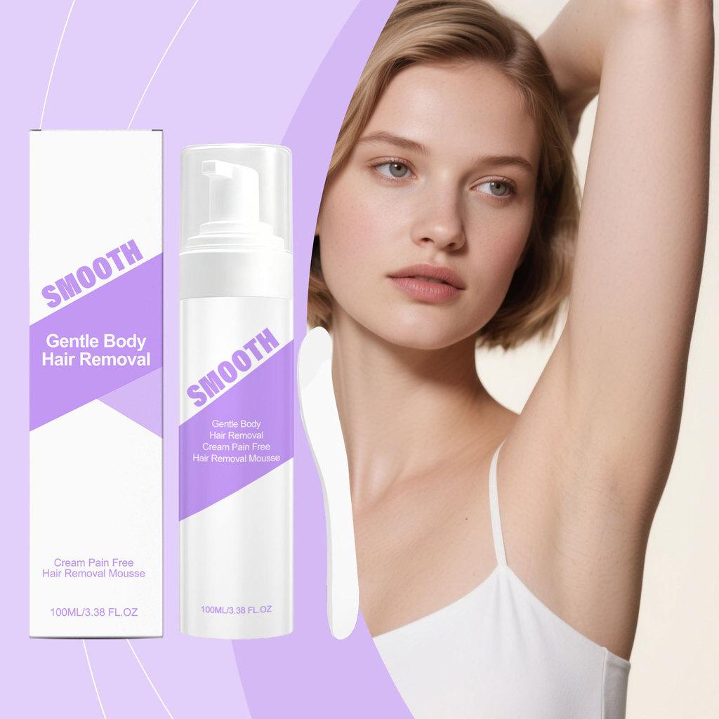 Espuma Depilatória Suave com Tioacilato de Cálcio & Glicerina – Remoção de Pelos para Pernas & Corpo – Inclui Espátula