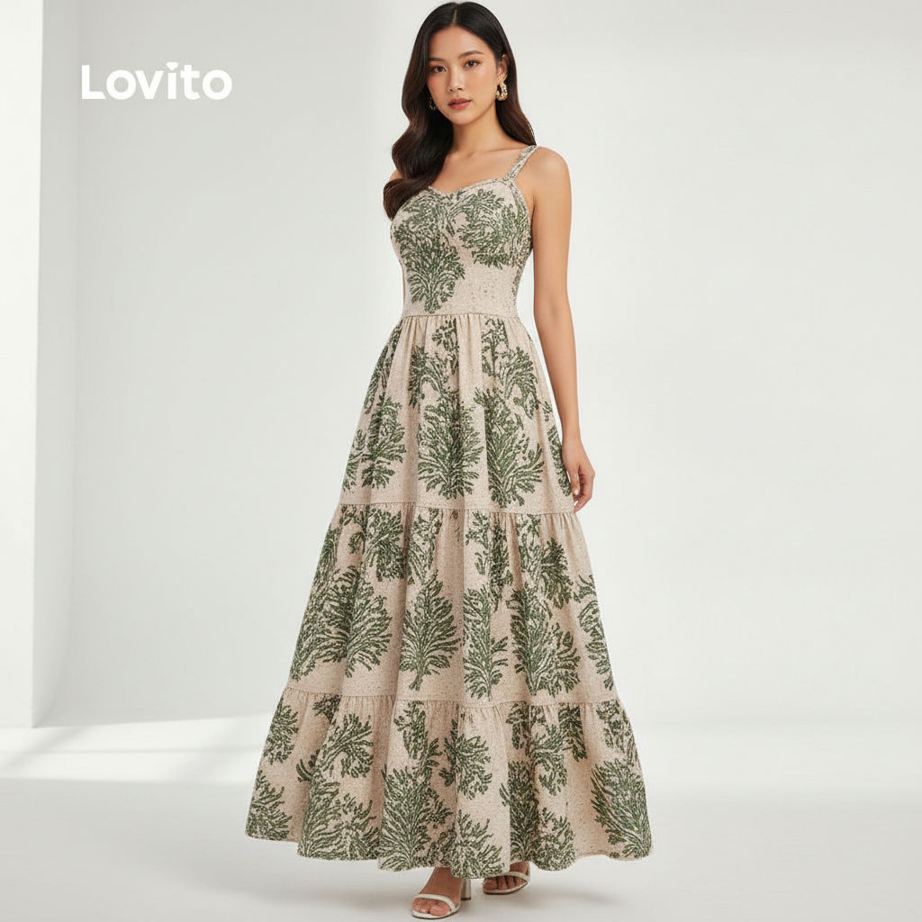 Lovito Vestido Feminino Boho Floral para Festa Primavera Verão LK2LD415 em Oferta na Shopee