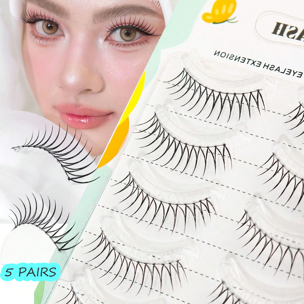 Estilo Coreano 5 Pares de Cílios Postiços em U, Maquiagem de Olhos de Boneca, D-Curl de Grau A Denso, Atmosfera Natural