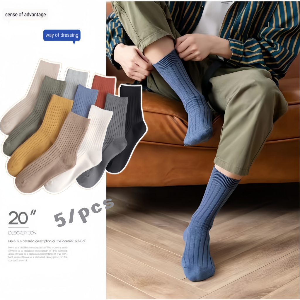 Meias estilo japonês de cano médio, cor sólida, 10 opções de cores, adequadas para homens e mulheres.