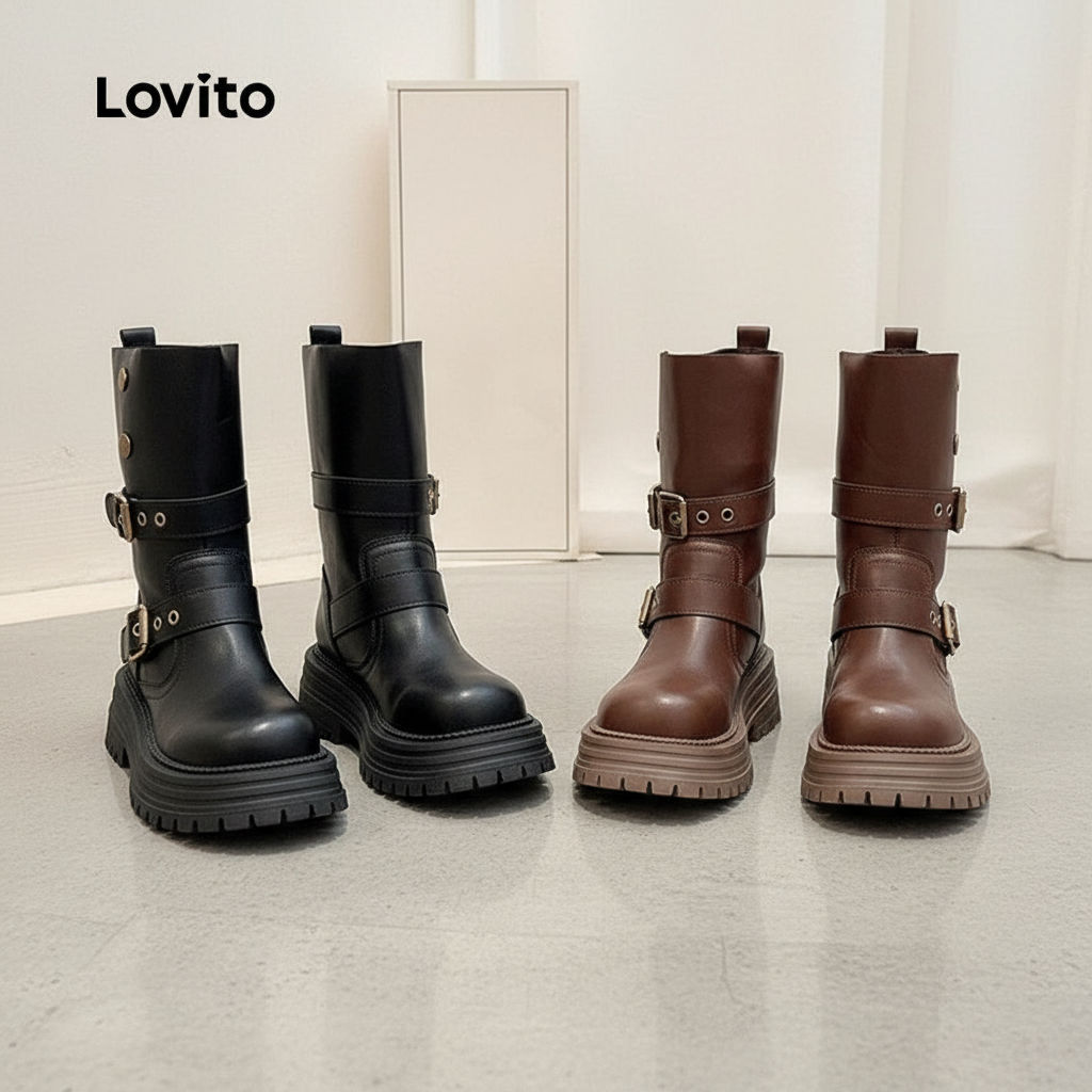 Lovito Botas Femininas Maillard Estilosas LFA103176 em Oferta na Shopee