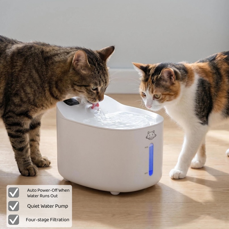 Fonte de Água para Animais, Bebedouro Automático para Gatos com Visor do Nível da Água para Animais de Estimação em