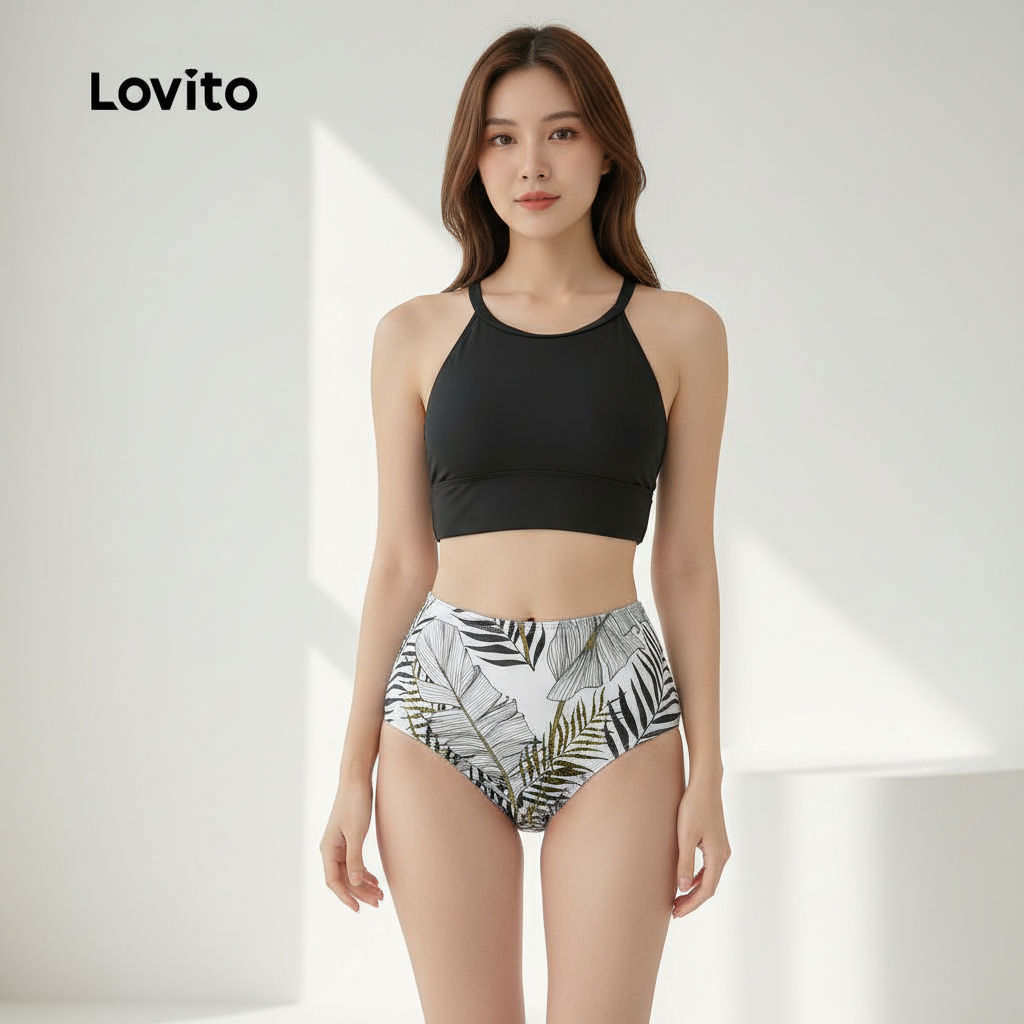 Lovito Biquíni Feminino com Fivela e Design Sensual para Verão Preto LNE126015 em Oferta na Shopee