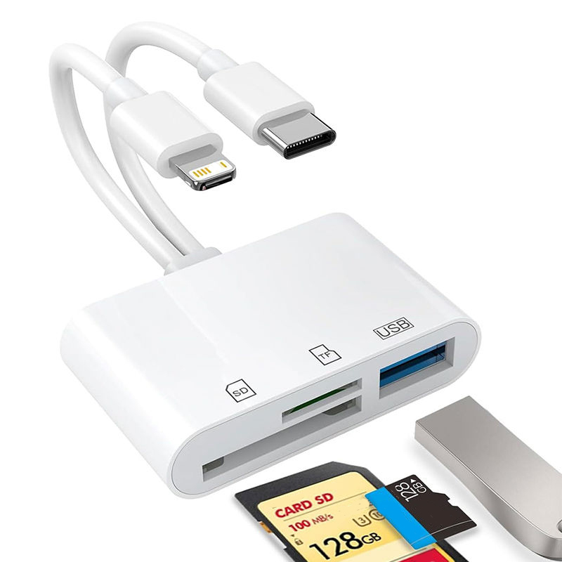 Leitor de Cartão SD USB C 3 em 2 Tipo C para Adaptador OTG USB Conector de Cartão Micro SD para iPhone 16 15 Samsung