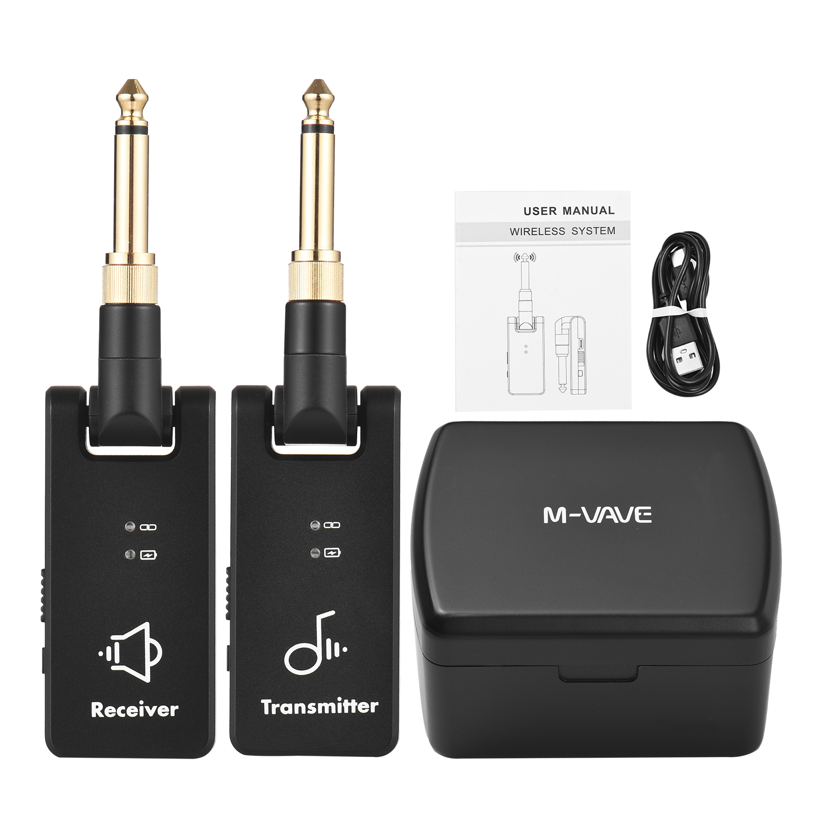 Sistema de Guitarra Sem Fio M-Vave WP-8 2.4G, Transmissor e Receptor 2 em 1, Plugue para Violão Elétrico, Caixa
